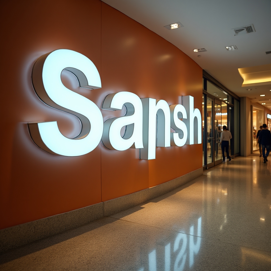 Объёмные буквы с подсветкой на входе торгового центра